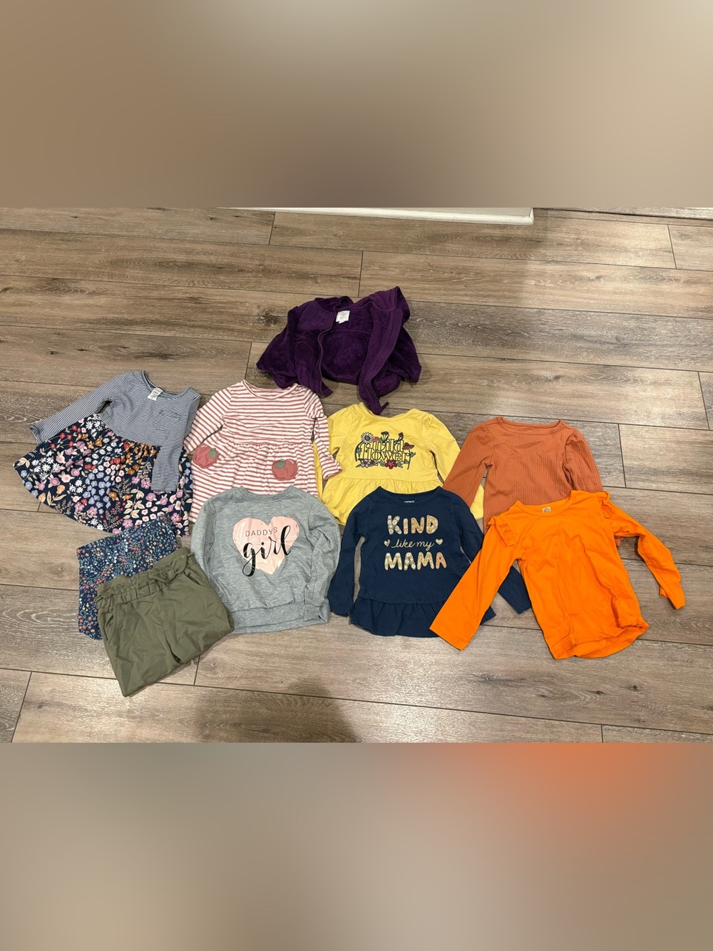 Mixed Girls' Long Sleeve Tops Bundle - Yellow, Navy, Gray, Purple, Orange